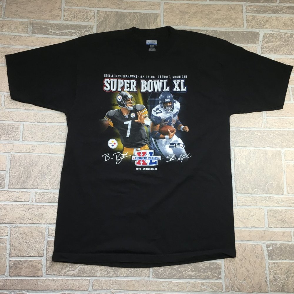 Vintage 2006 Steelers vs Seahawks Super Bowl XL Reebok Cotton Shirt Men's Large